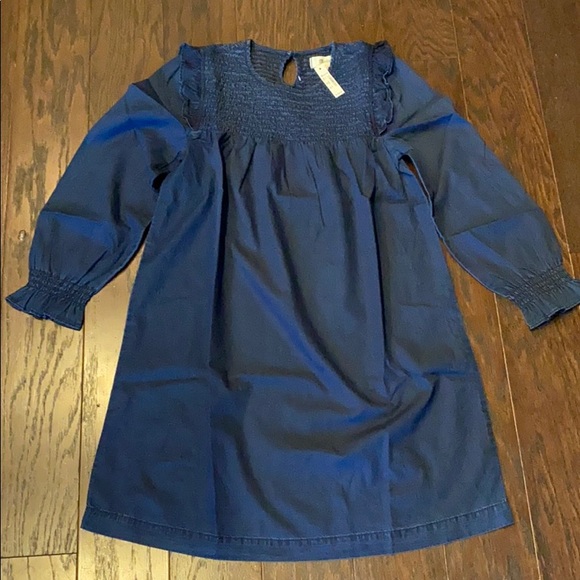 Madewell Indigo Ruffle-Neck Smocked Babydoll Dress - Picture 4 of 10